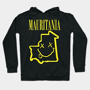 Vibrant Mauritania Africa x Eyes Happy Face: Unleash Your 90s Grunge Spirit! Smiling Squiggly Mouth Dazed Smiley Face Hoodie